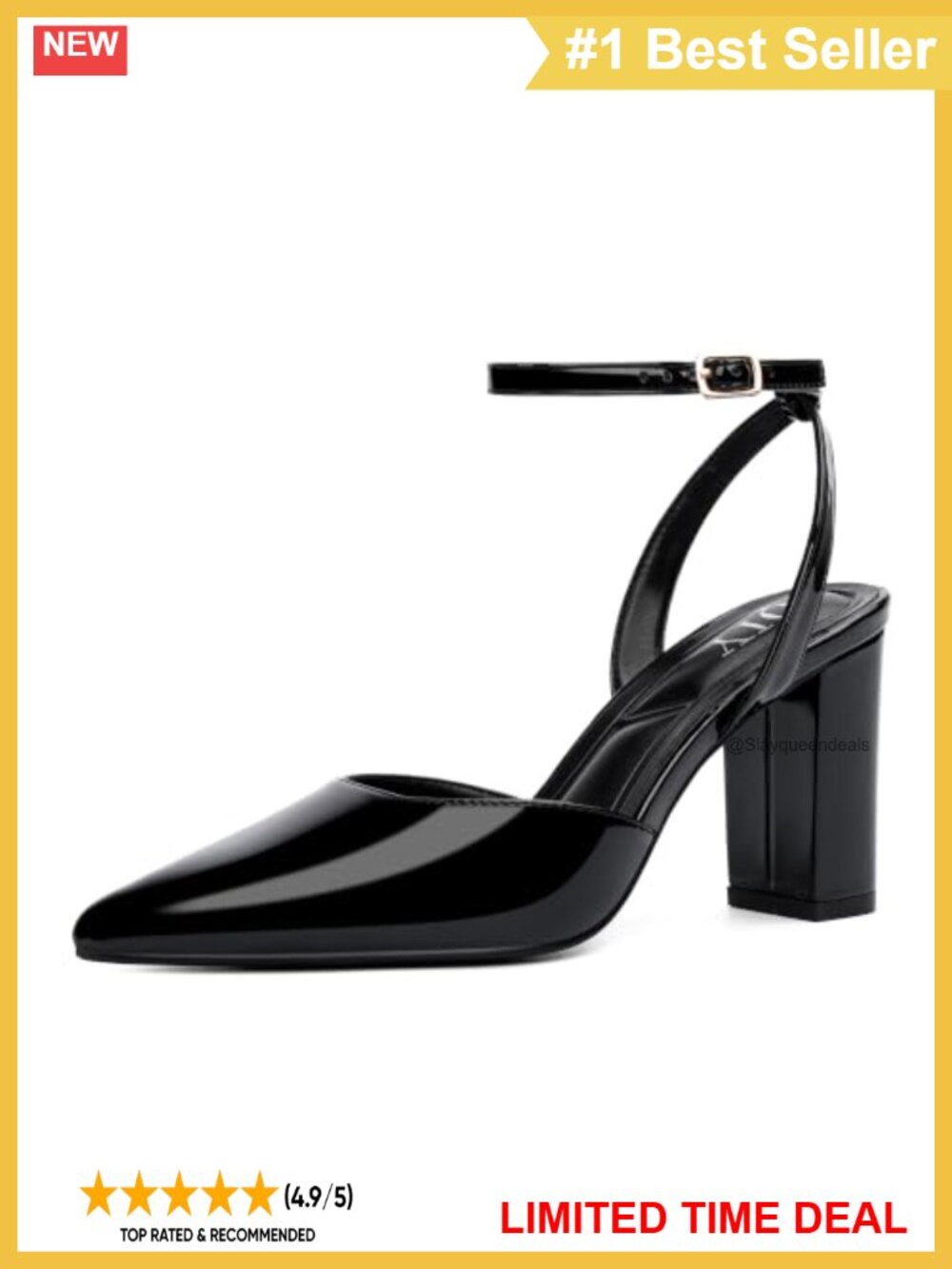 Women's Closed Toe Slingback Chunky Block Heels Pointed Toe
